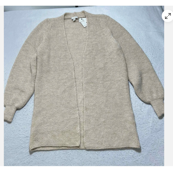 Topshop Women’s XS (0-2) Oversized Wool Blend Beige Cardigan Knit Sweater NEW - Picture 1 of 8
